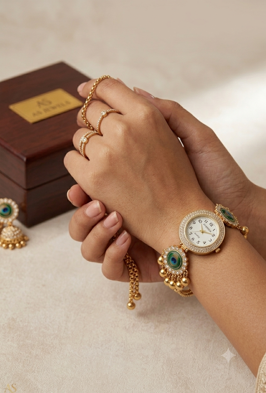 ✨Kashmiri Peacock Edition Bracelet Watch For Women & Girls Ethnic Jewellery Watch ✨