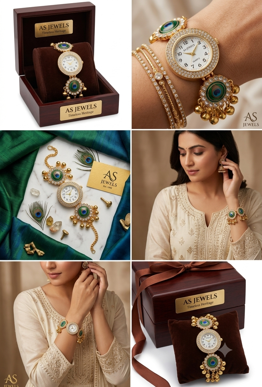 ✨Kashmiri Peacock Edition Bracelet Watch For Women & Girls Ethnic Jewellery Watch ✨