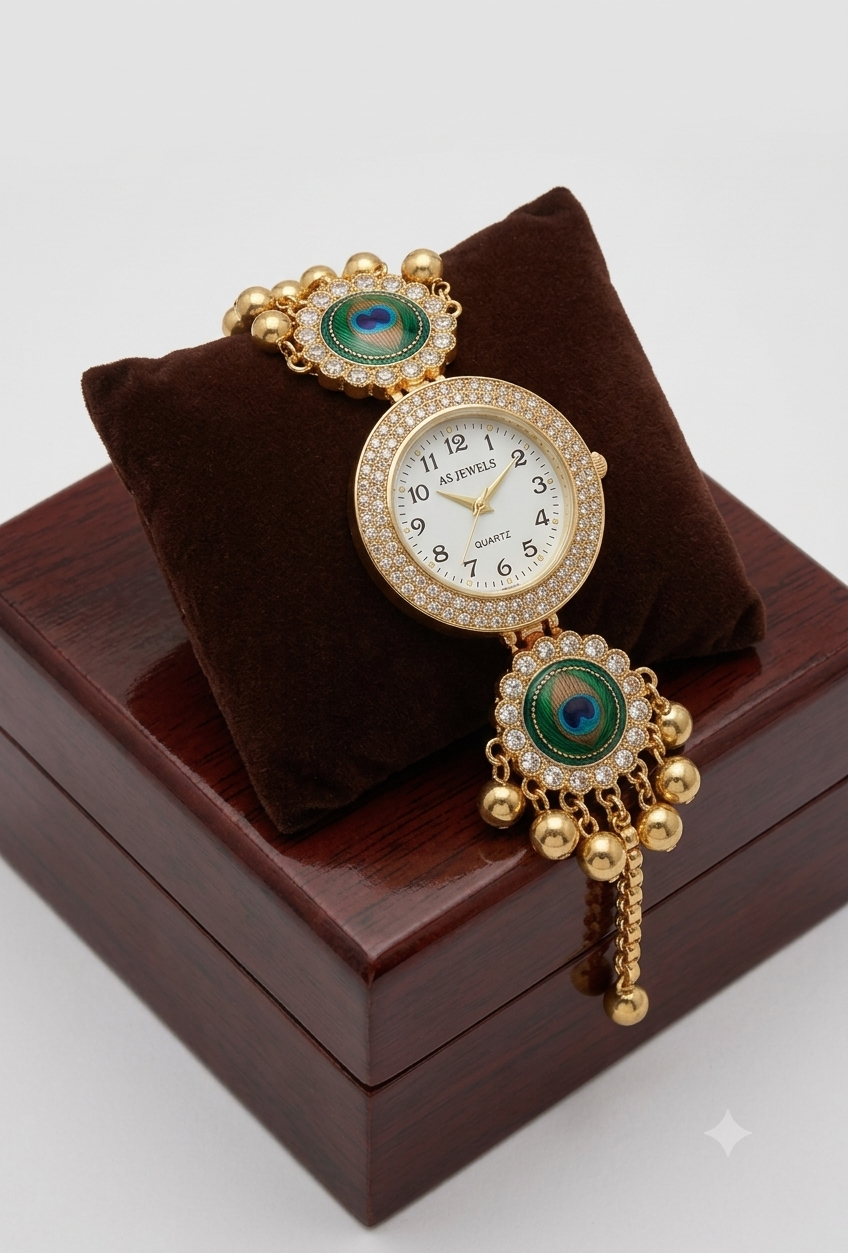 ✨Kashmiri Peacock Edition Bracelet Watch For Women & Girls Ethnic Jewellery Watch ✨