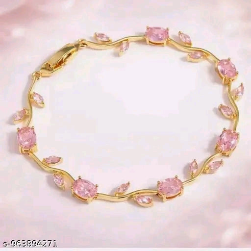 Tulip Pink Bracelet for Women & Girls.     Gold Plated Bracelet ✨